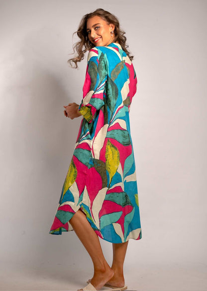 Laura Shirt Dress in Pink Van Gogh