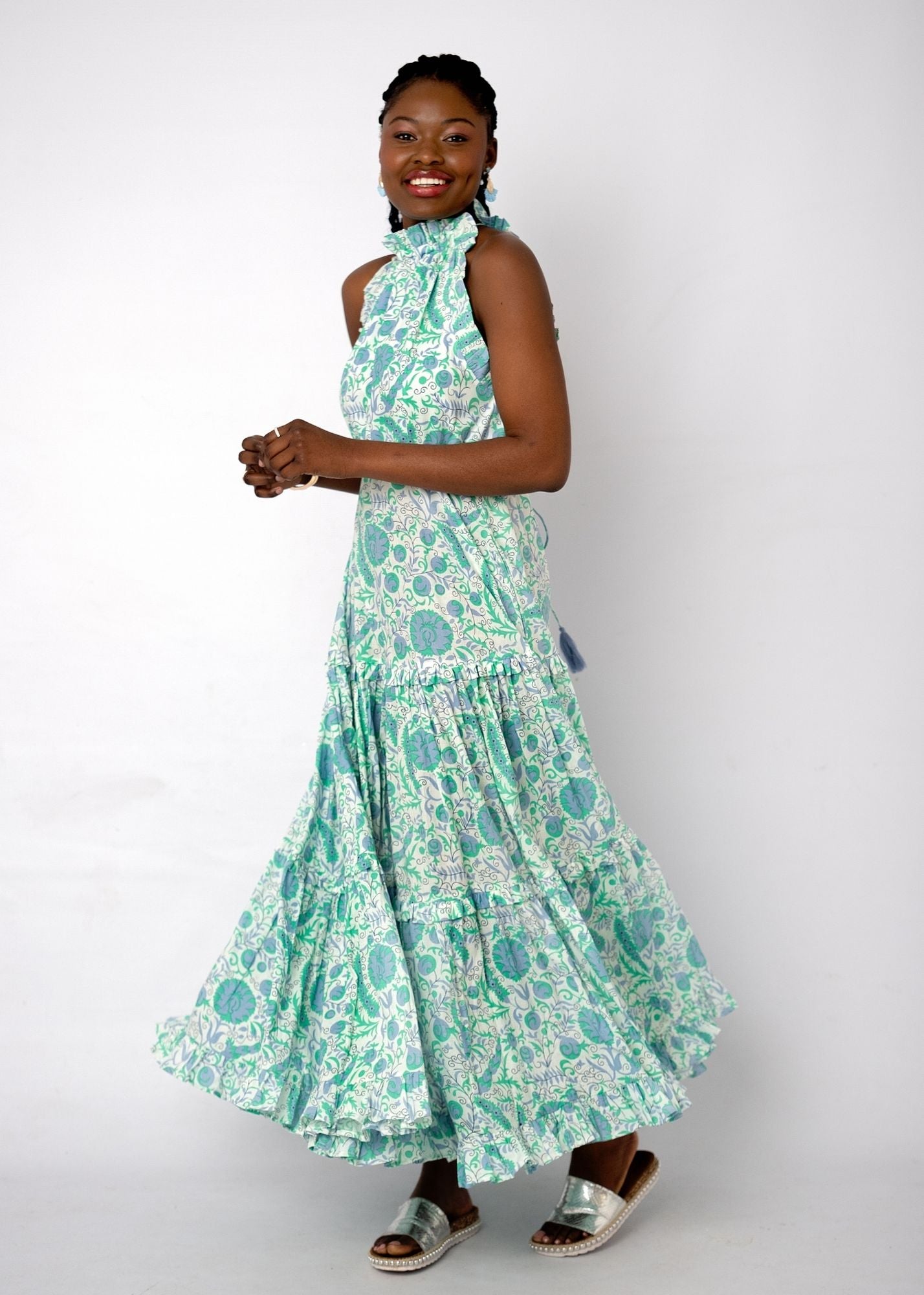 Zola Tiered Dress in Fresh Mint