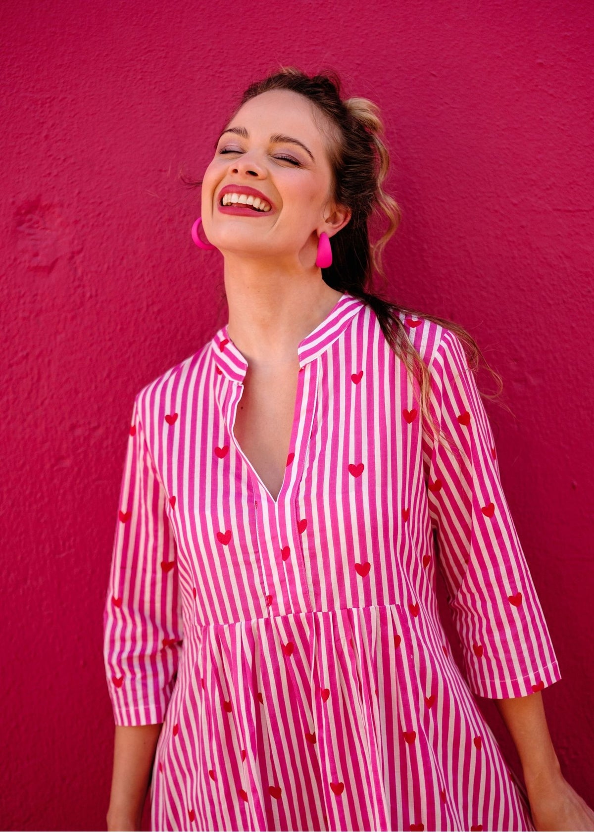 Lee-Ann Dress in Flamingo Hearts