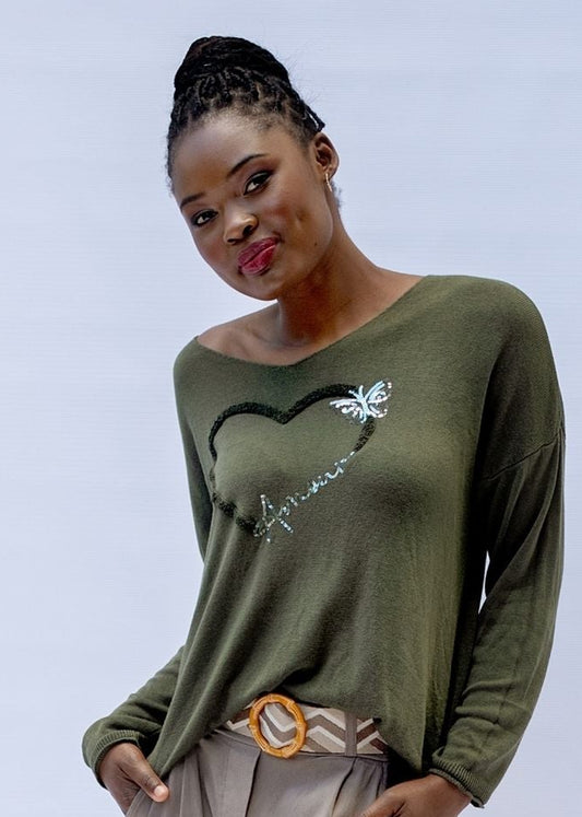 Amour Butterfly knit in Basil