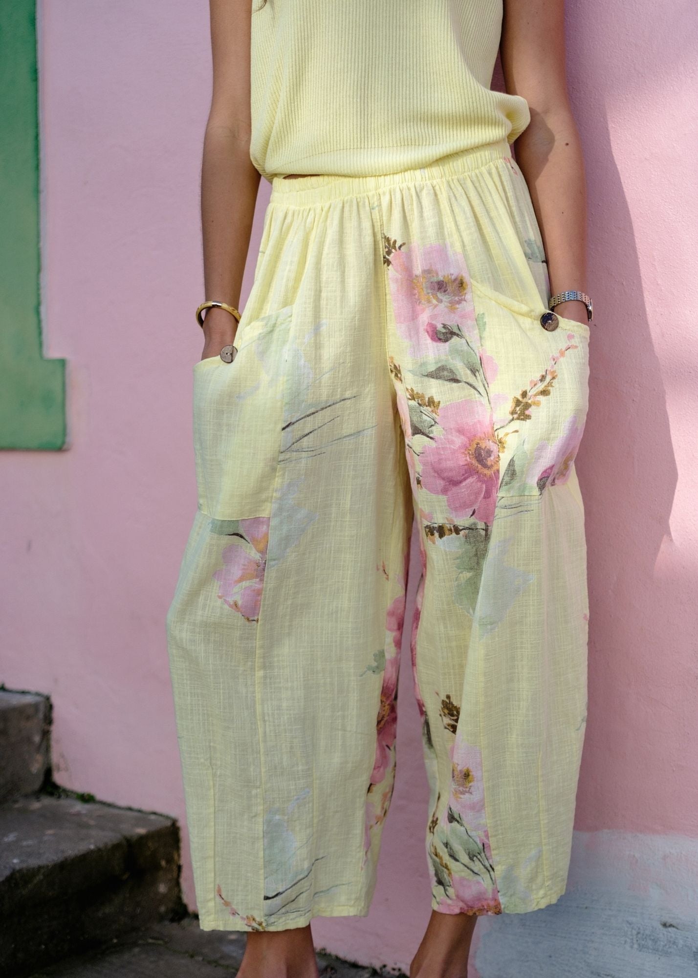 Lino 100% Linen Pants in Yellow Heirloom