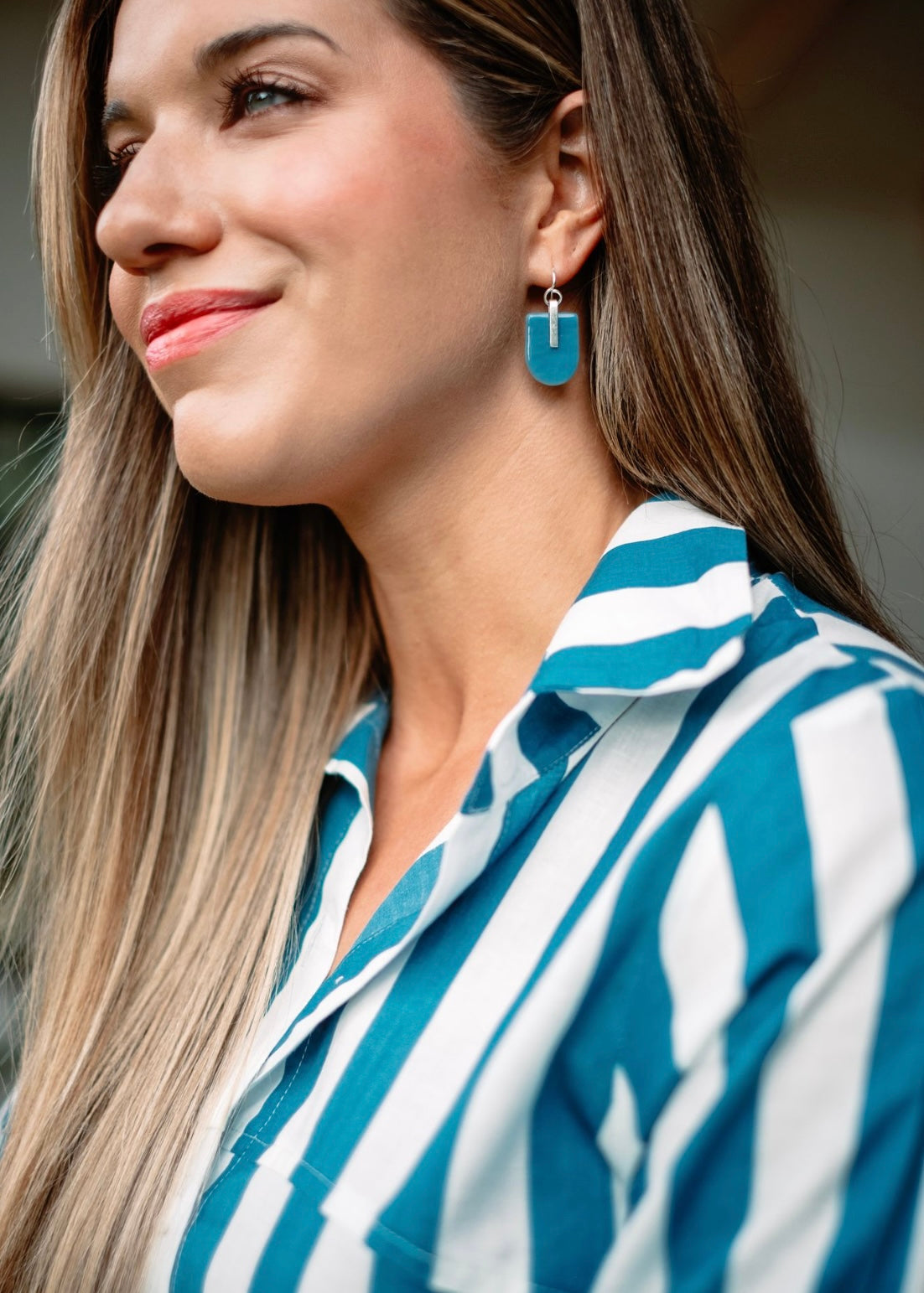 Pia dress in Maya Blue Stripes