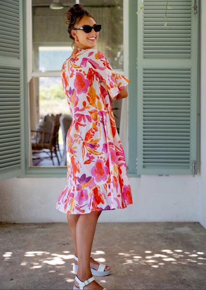 Vera Dress in Pink Splash