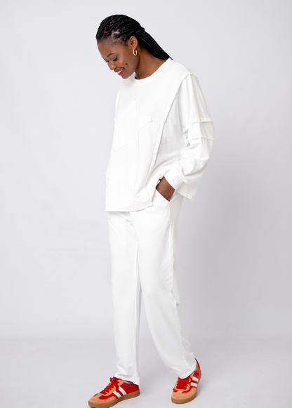 Relaxed-Fit Linen Drawstring Joggers in White