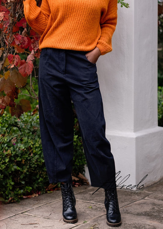 Ribbed Knit Jumper with Bubble Sleeves in Rust