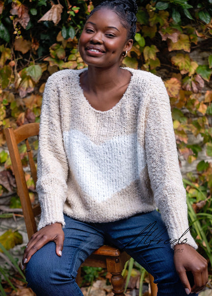 Sweetheart Chunky  Round Neck Knit in Stone