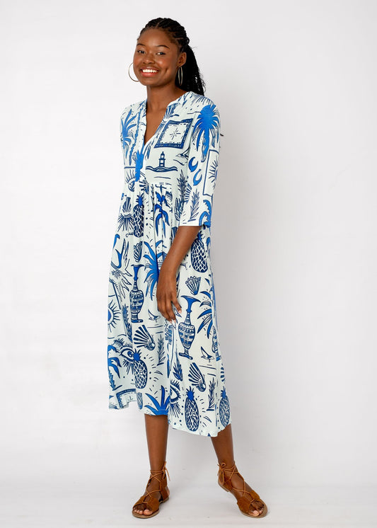 Lee-Ann pleated dress Long, Greek Islands