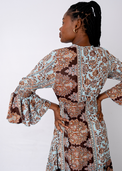 Avignon Tapestry Maxi Dress in Vintage Celeste