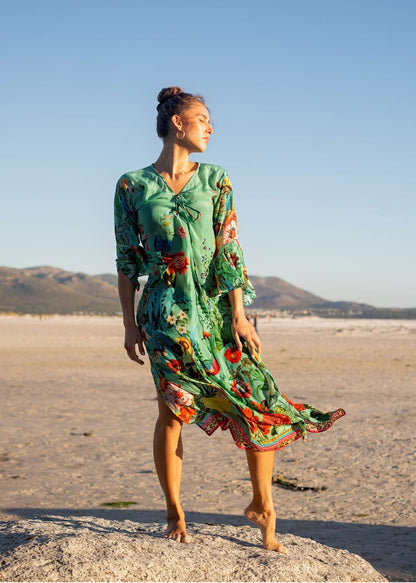 Angelica Dress in Seagreen Elephant