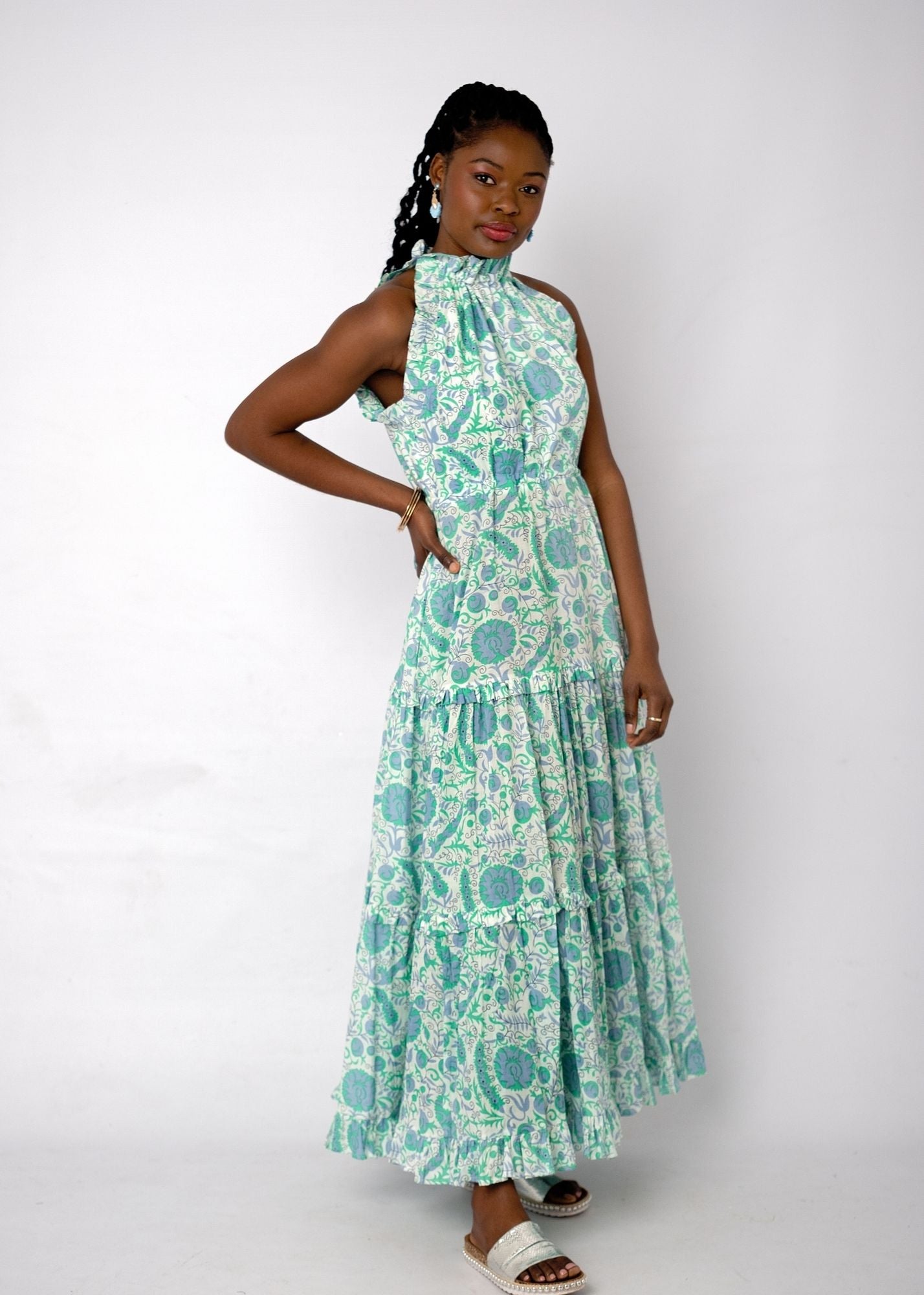 Zola Tiered Dress in Fresh Mint