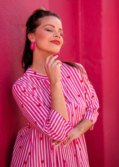 Lee-Ann Dress in Flamingo Hearts