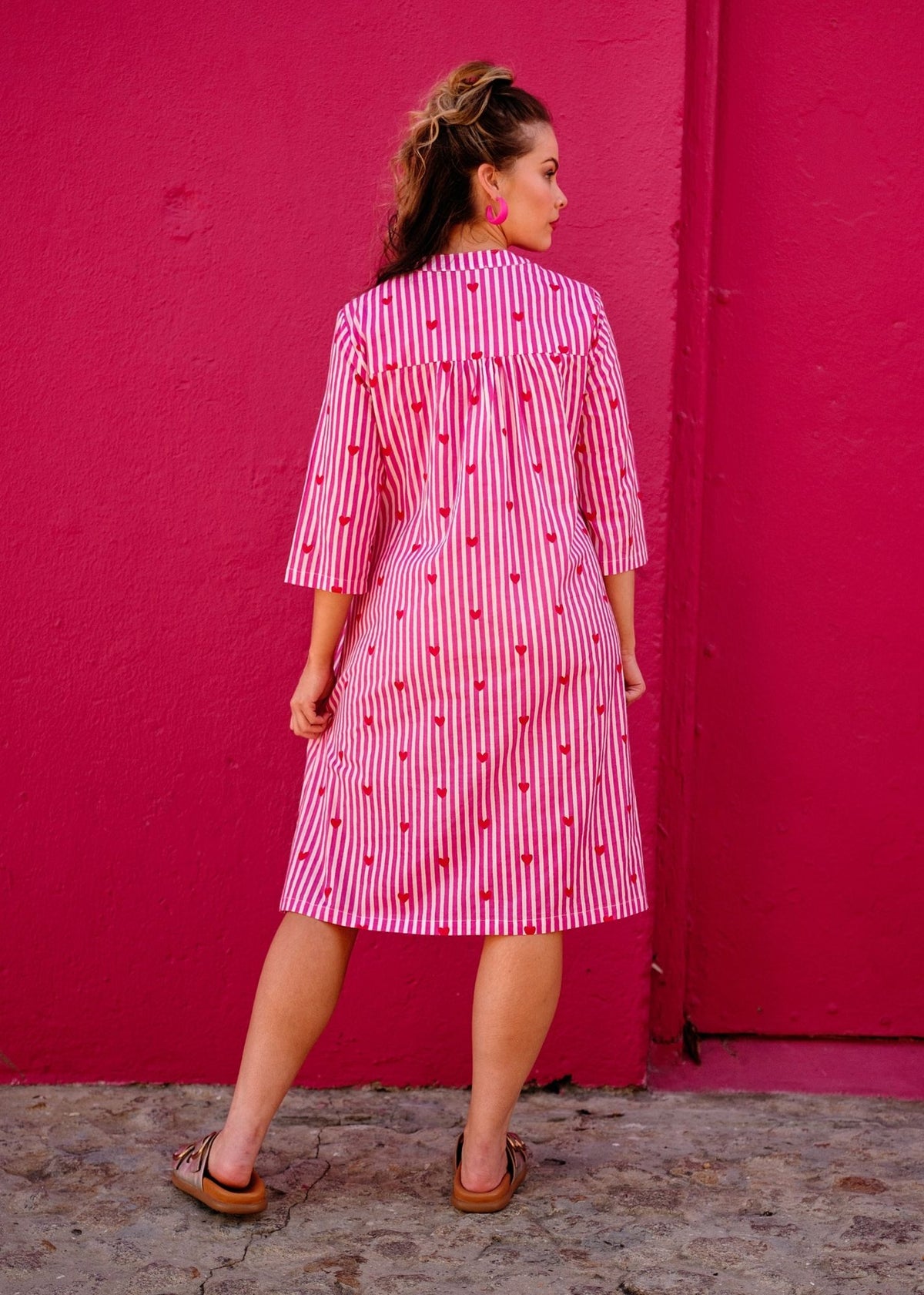 Lee-Ann Dress in Flamingo Hearts