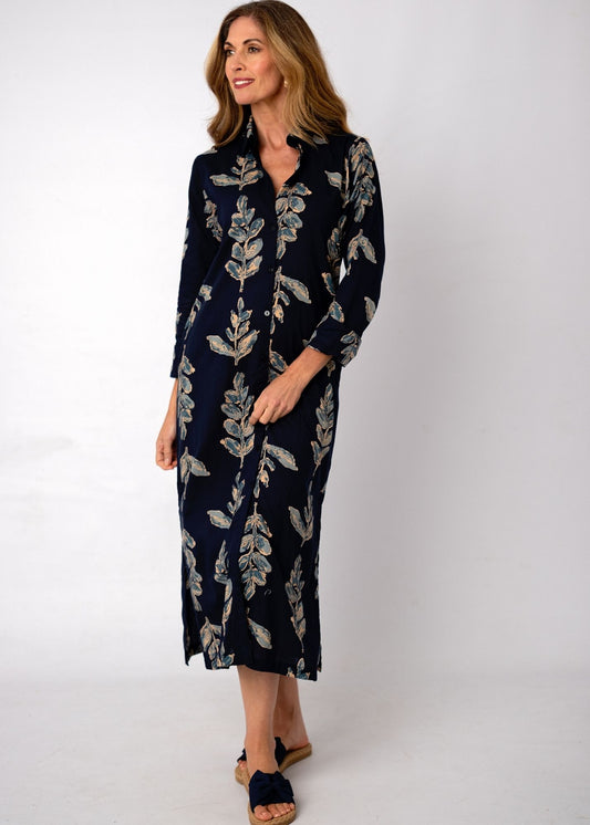 Emma Shirt Dress in Navy