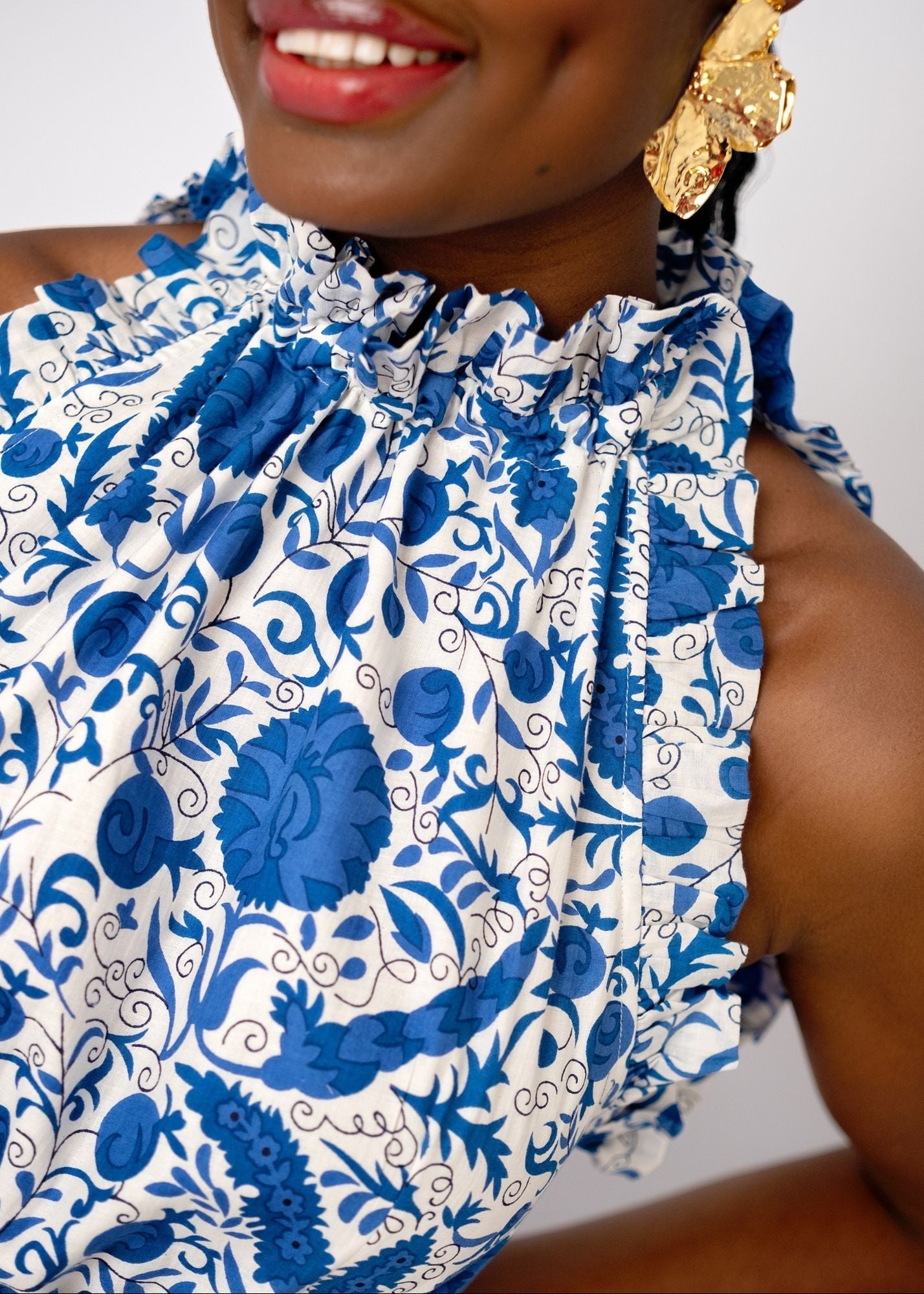 Zola Tiered Dress in Indigo Ocean