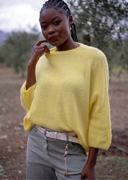 Simple Knit in Alpaca Wool – Lemon Sorbet