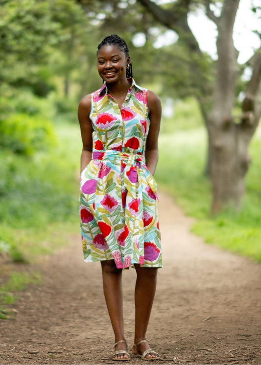 Candy dress in White Protea Tapestry
