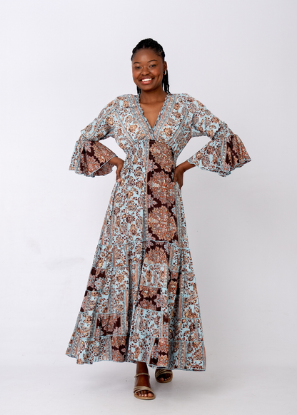 Avignon Tapestry Maxi Dress in Vintage Celeste