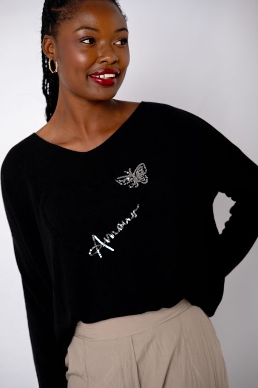 Amour Butterfly knit in Black