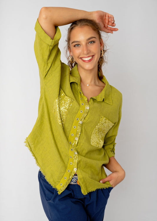 Bling Blouse in Chartreuse