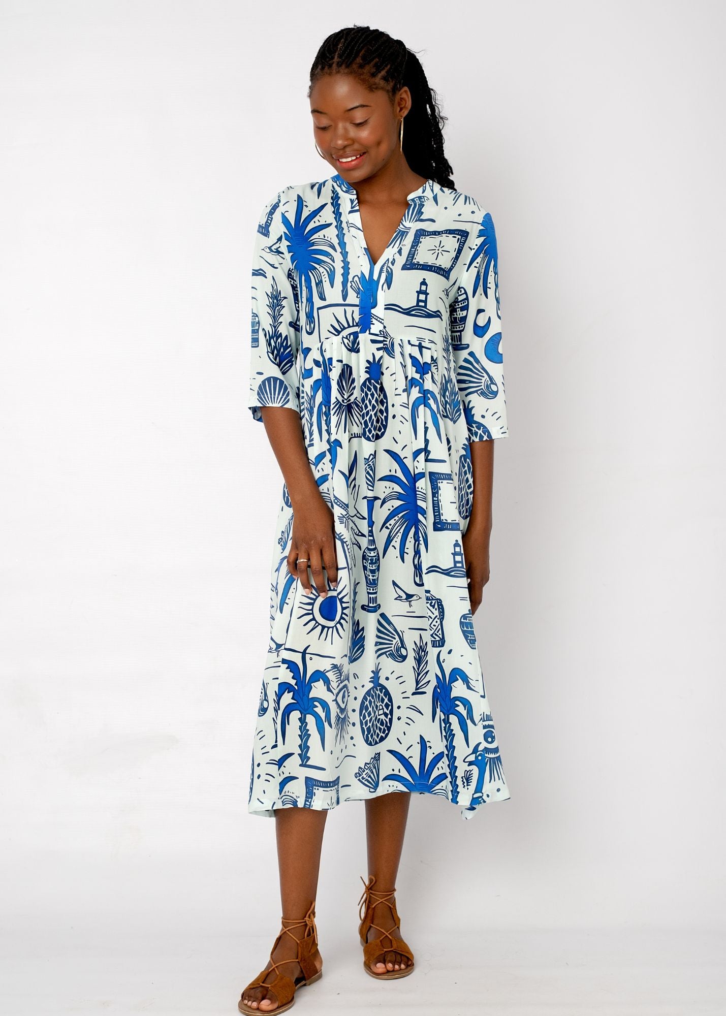 Lee-Ann pleated dress Long, Greek Islands