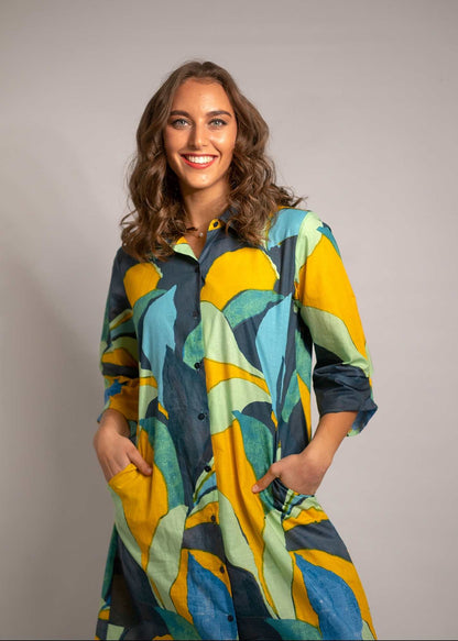 Laura Shirt Dress in Green Van Gogh