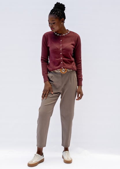 Venetian Cropped Pants in Dark Taupe