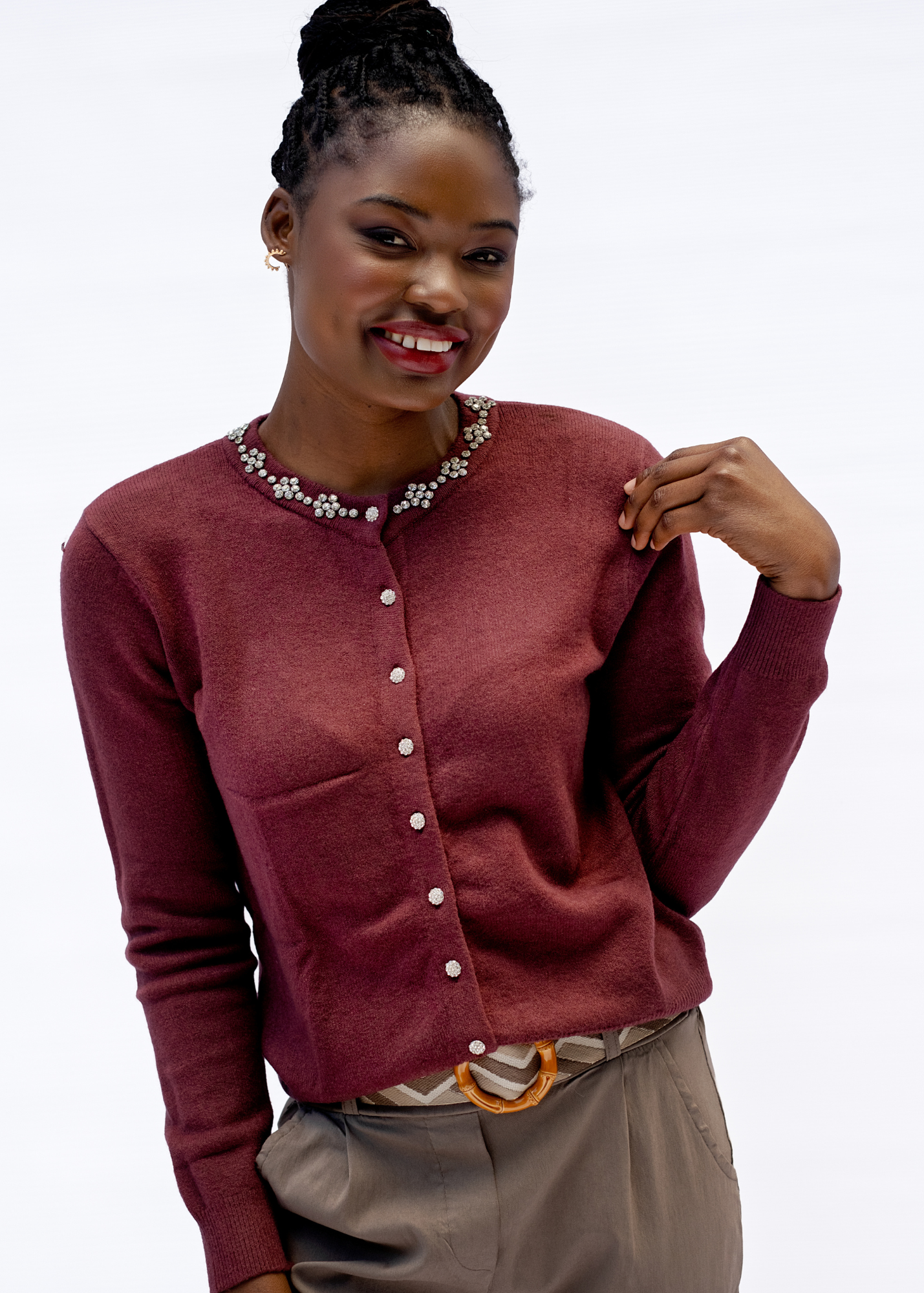 The Queen Anne Cardigan - Maroon