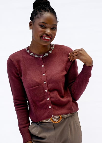 The Queen Anne Cardigan - Maroon