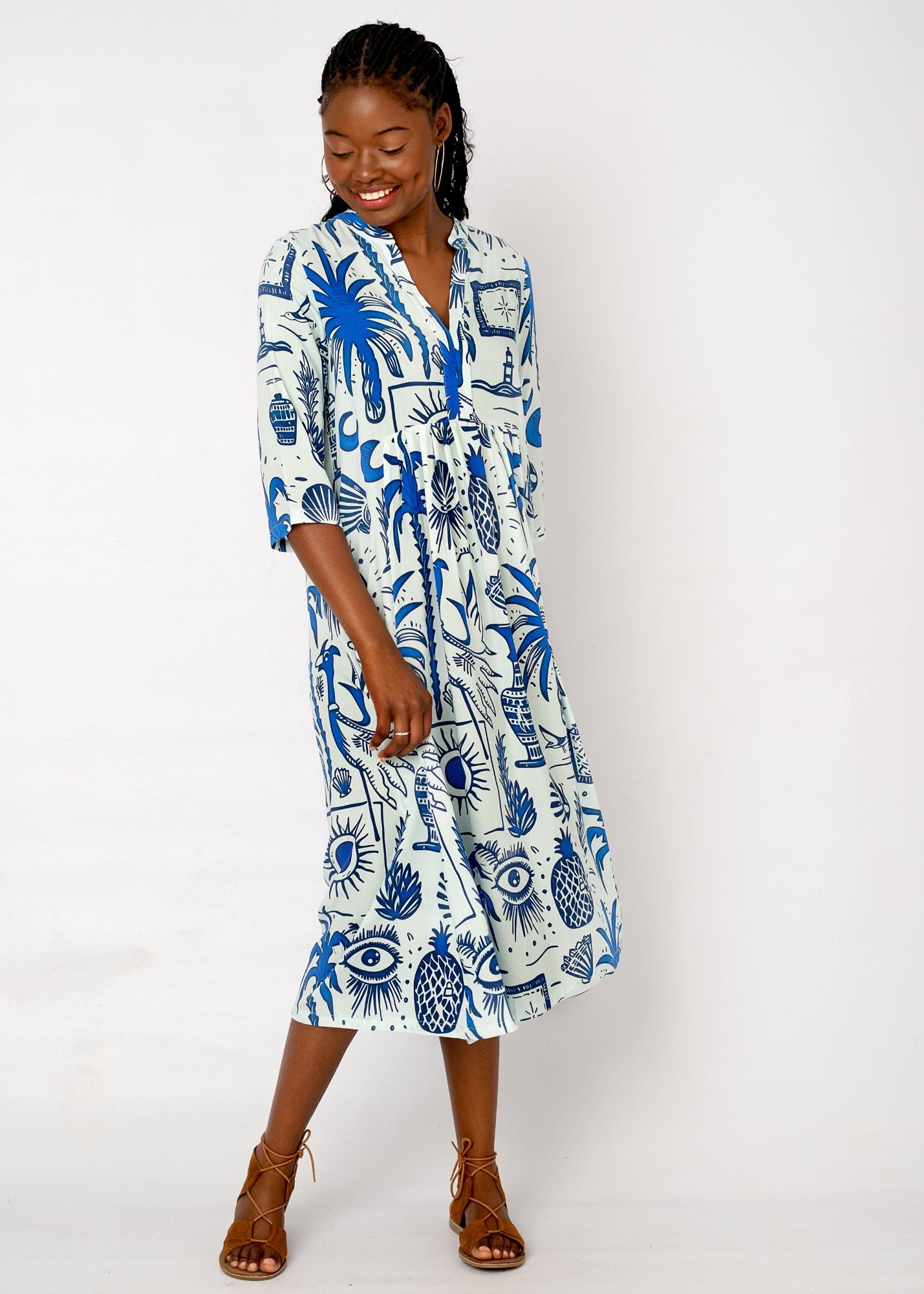 Lee-Ann pleated dress Long, Greek Islands