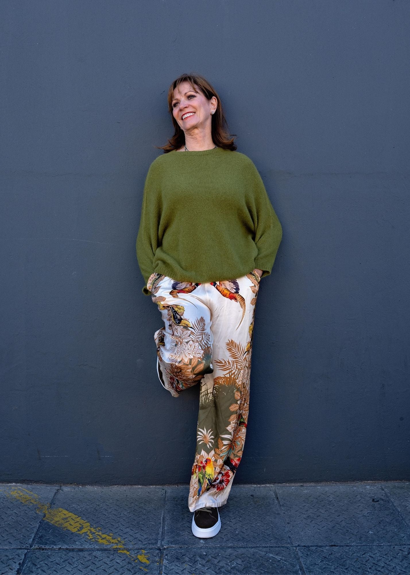 Lila Viscose Silk Blend Pants Green Paradise Road
