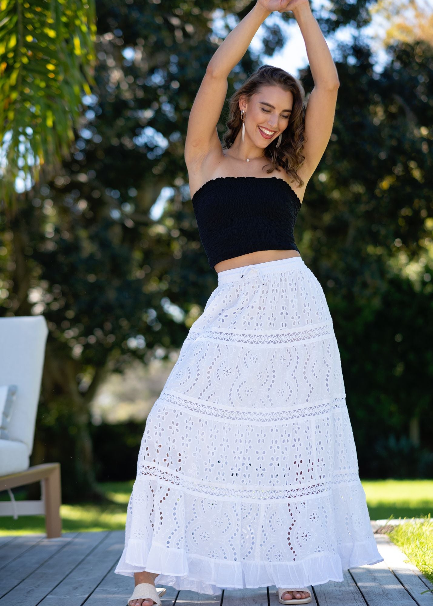 The Cordelia Skirt in Mist White