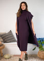 Urban Cozi Knit Sleeveless Long Cardigan Jacket in Bordeaux