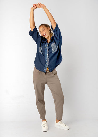 The Bling Blouse in Indigo Blue