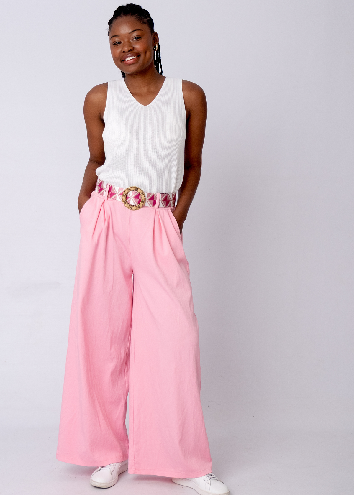 Venetian Wide Leg Pants in Pink