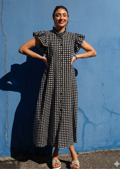 Alice Dress in Black and White Gingham