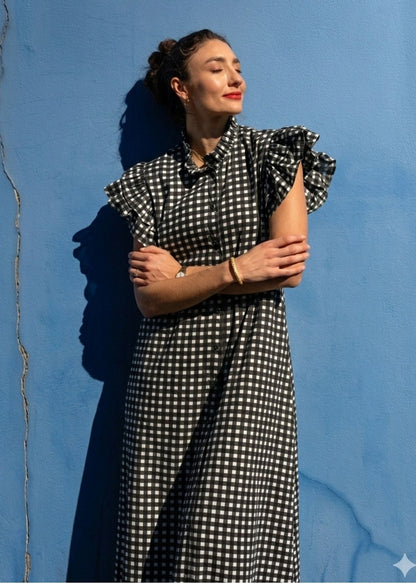 Alice Dress in Black and White Gingham