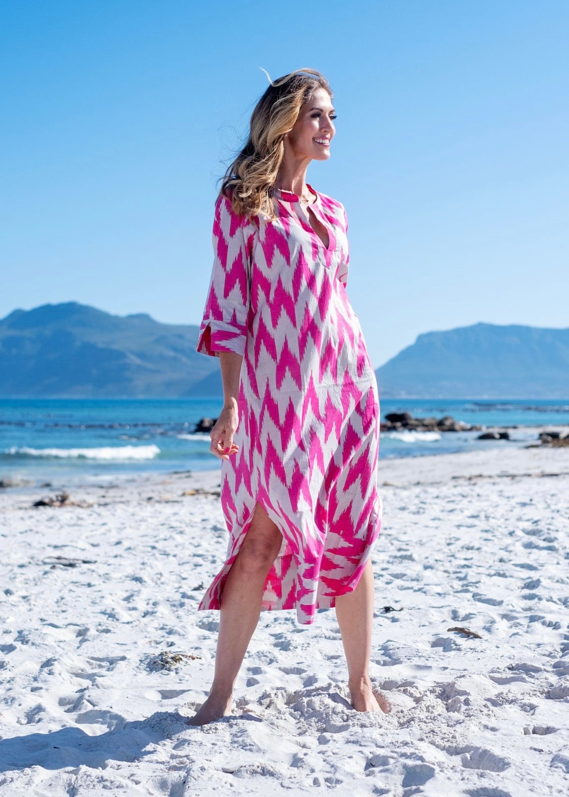 Mandy Tunic dress, Pink & light grey