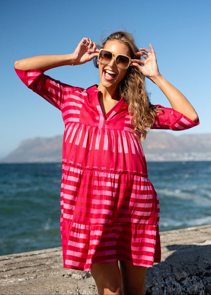 Loretta Dress in Raspberry Check