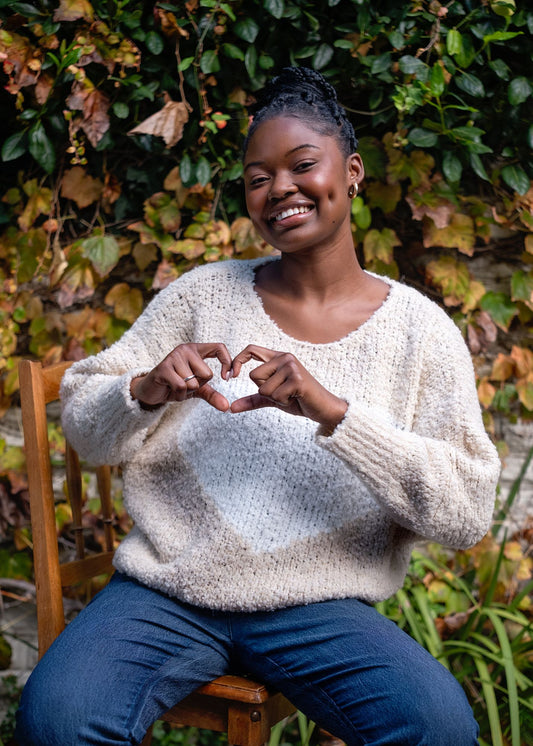 Sweetheart Chunky  Round Neck Knit in Stone