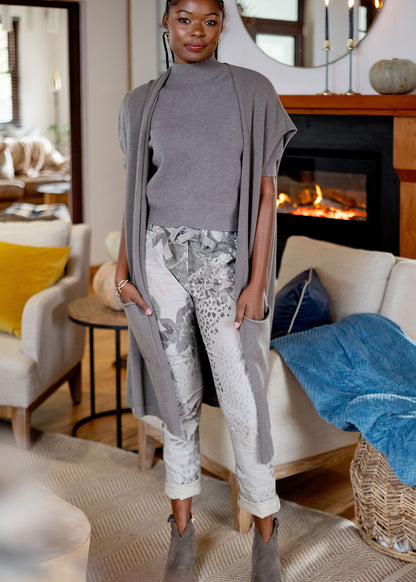 Serengeti Glam Graphic Slouch Pants in Charcoal Safari