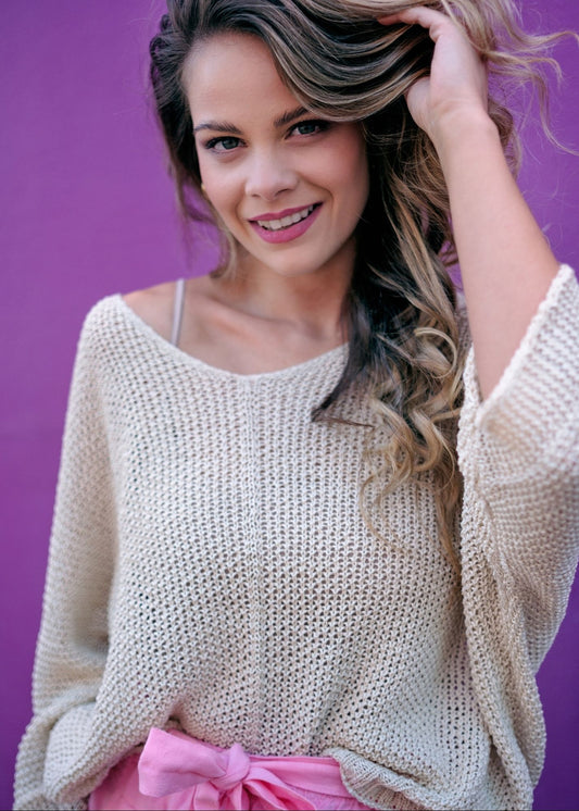 Riviera Summer Knit Top in Timeless Cream