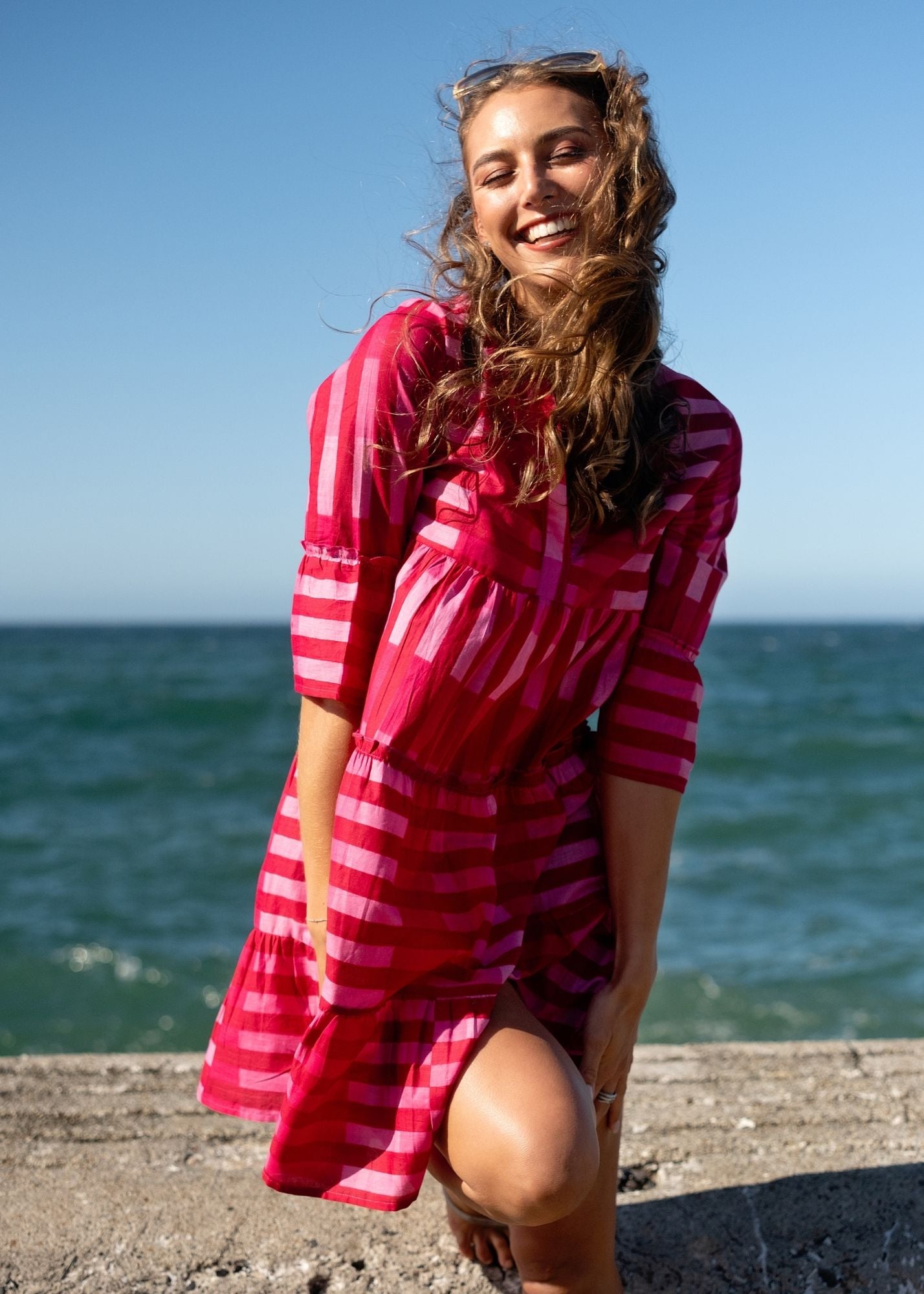 Loretta Dress in Raspberry Check