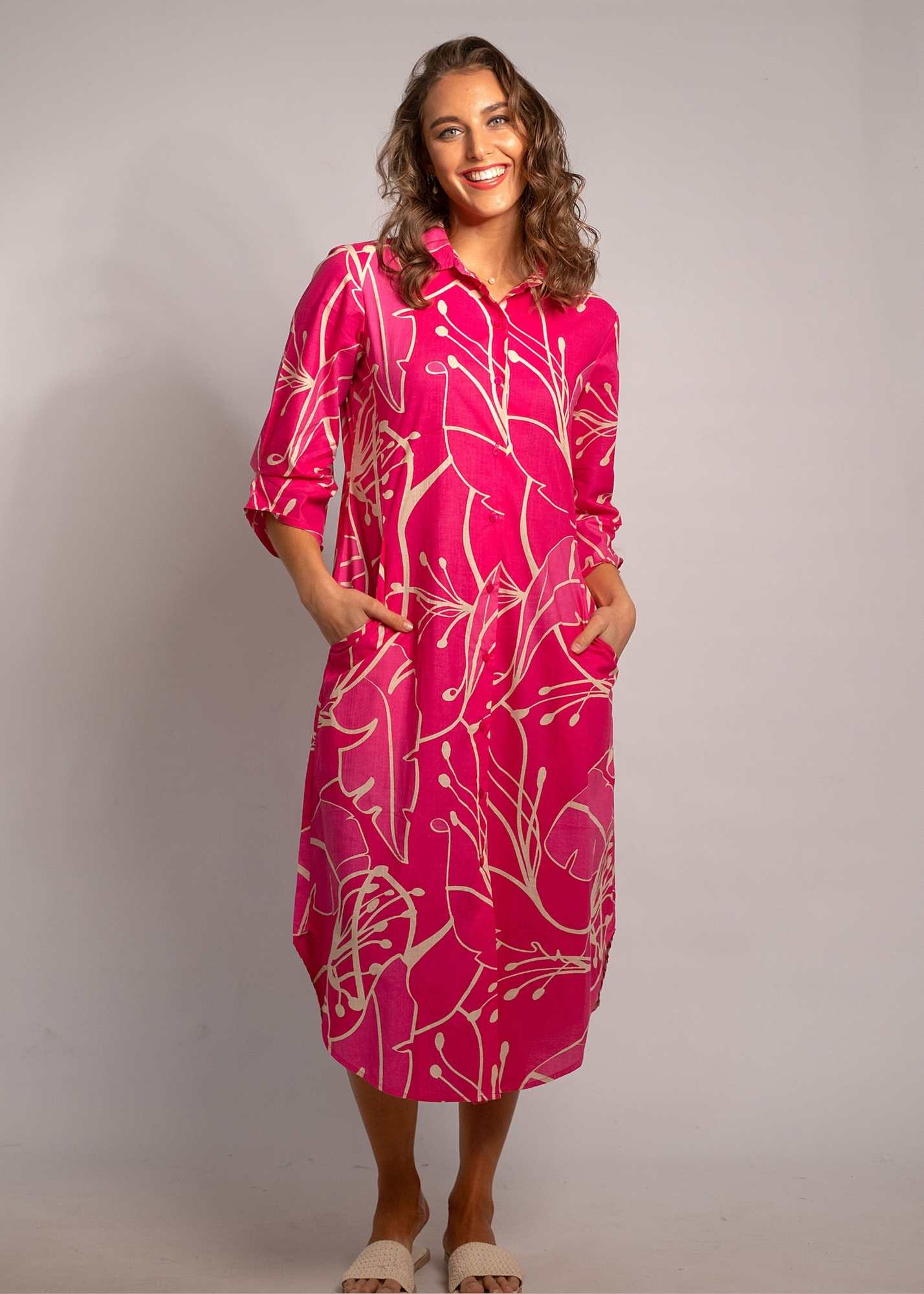 Laura Shirt Dress in Cerise