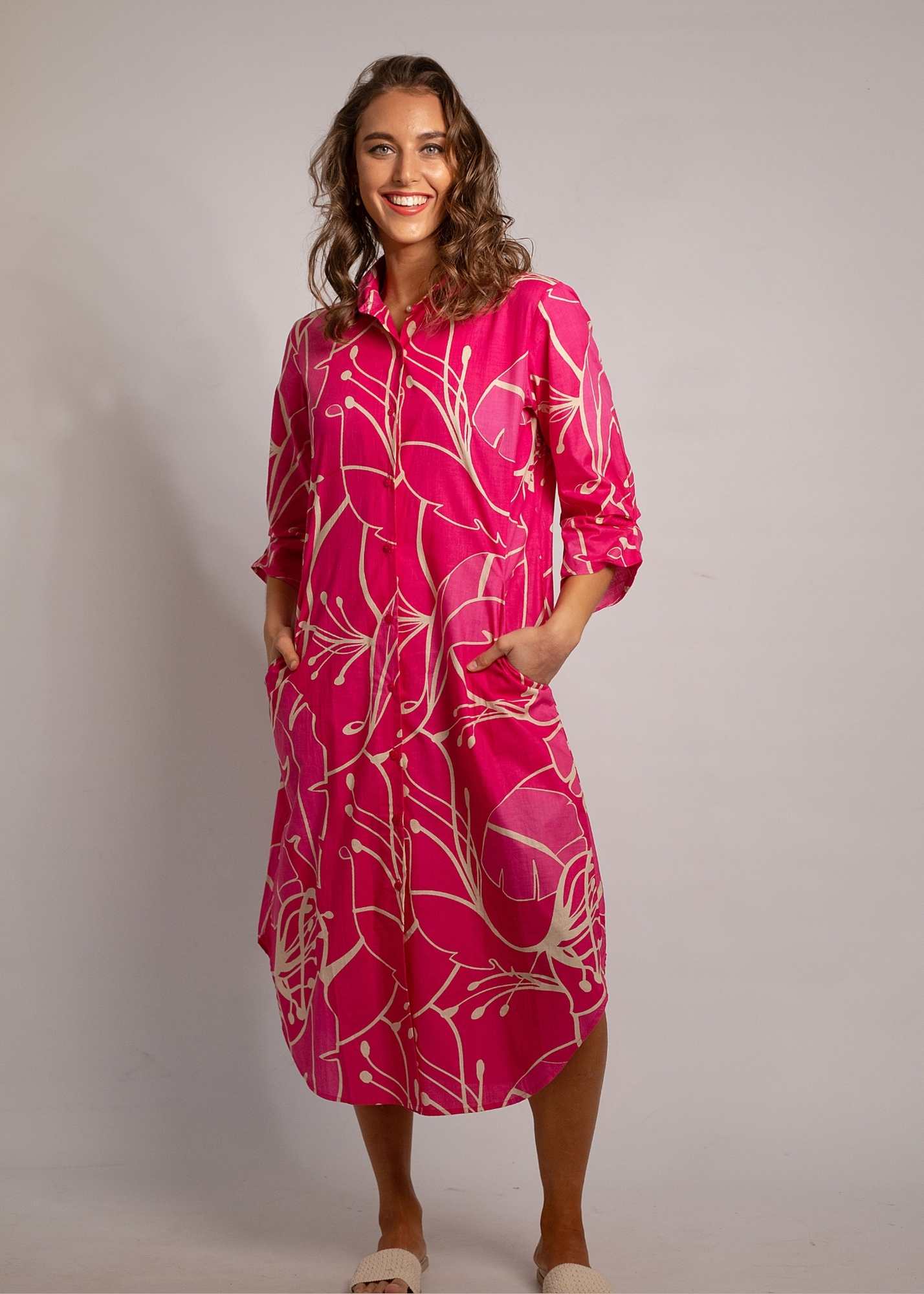 Laura Shirt Dress in Cerise