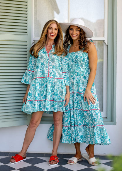 Ariana Dress in Jade Leaves