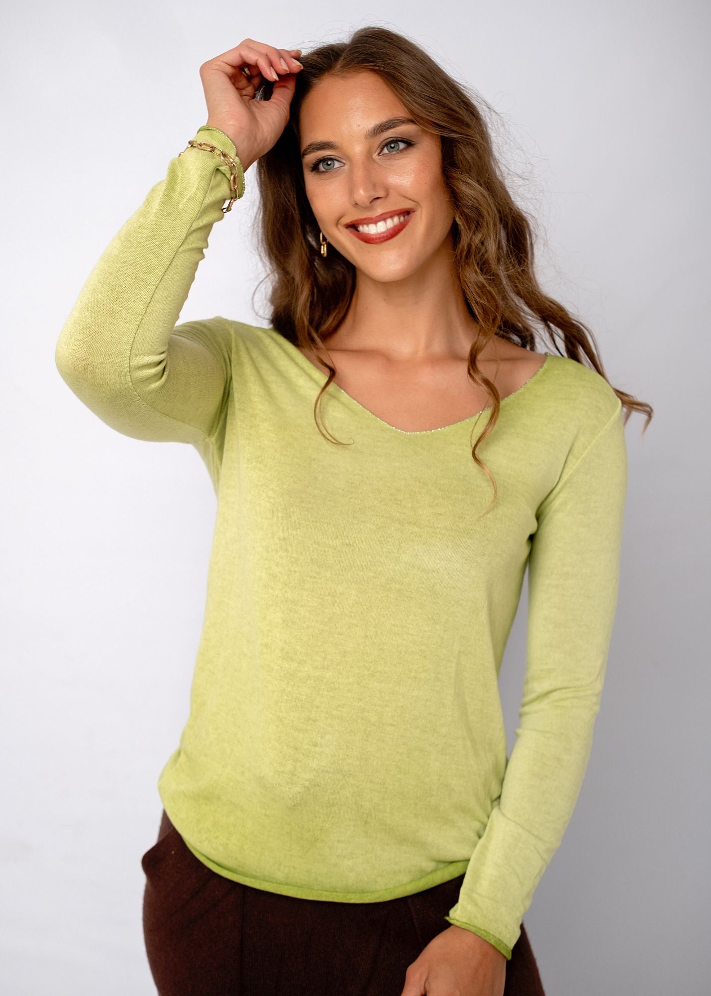 Silver Lining Thin Knit in Stonewashed Green