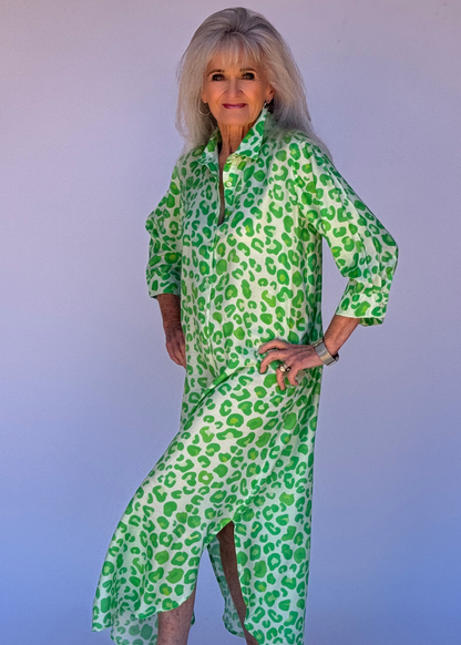 Lindi Dress – Electric Leopard in Lime