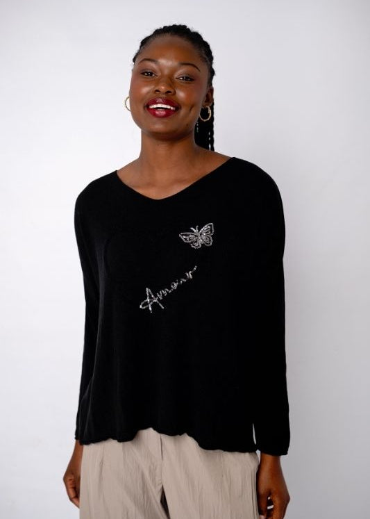 Amour Butterfly knit in Black
