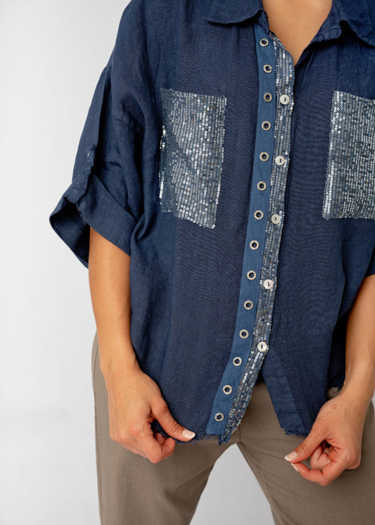 Bling Blouse in Navy Blue