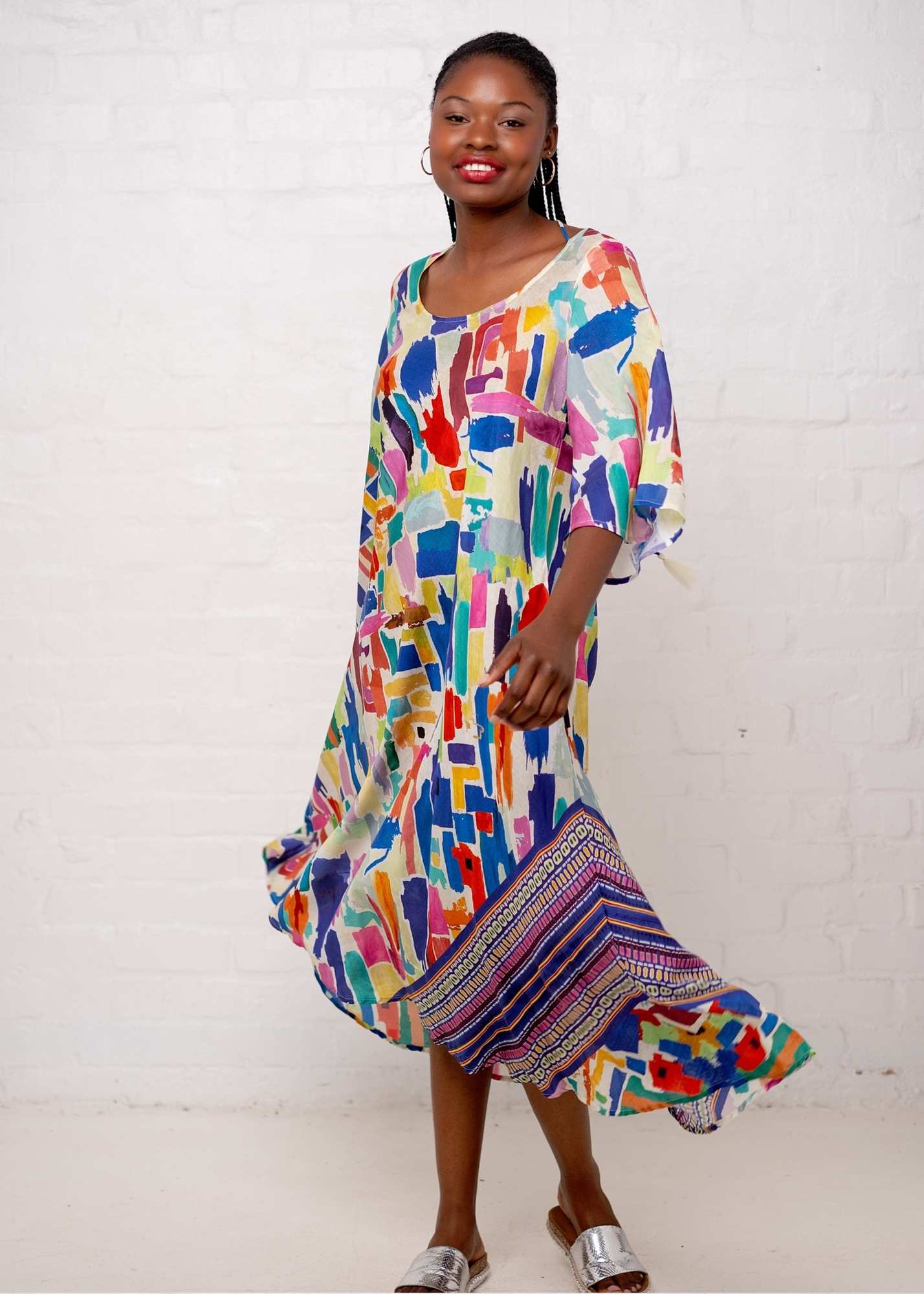 Fiera Dress in Rainbow Paintbrush